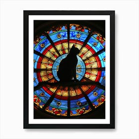 Cat In Stained Glass Window 14 Art Print