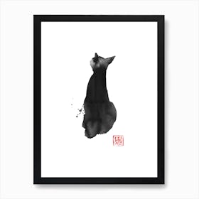 Cat Black Art Print