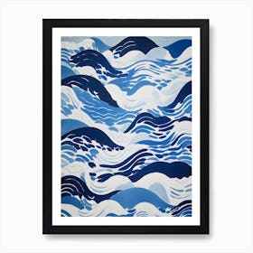 Bright Blue Ocean Wave Pattern Art Print