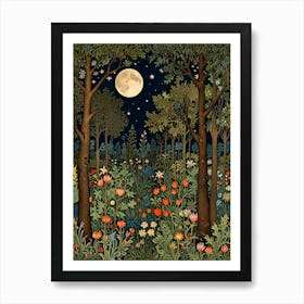 William Morris Moonlight In The Forest 162 Art Print