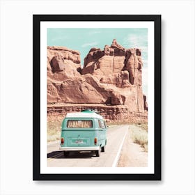 Boho Van In The Desert Art Print