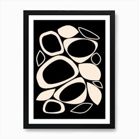 Mid Century Modern Abstract 8 Ivory and Black Art Print