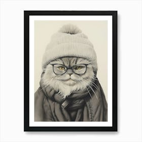 Persian Cat With Glasses Art Print