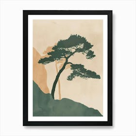 Cypress Tree Minimal Japandi Illustration 1 Art Print