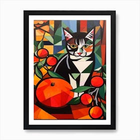 Camellia With A Cat 3 Cubism Picasso Style Art Print