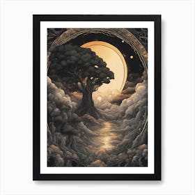 Moon And Trees Art Print