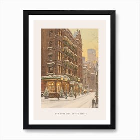 Vintage Winter Poster New York City Usa 5 Art Print