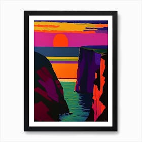 Cliff Rainbow Sunset Art Print