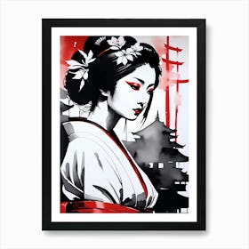 Traditional Japanese Art Style Geisha Girl Art Print