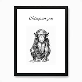 B&W Chimpanzee 2 Poster Art Print