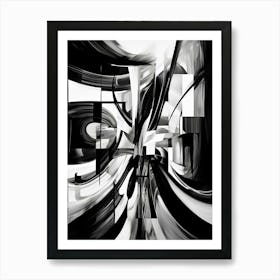Distorted Reality Abstract Black And White 2 Art Print