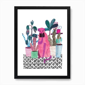 Pink Dog Art Print