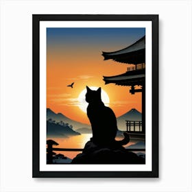 Japan Cat Art 22 Art Print