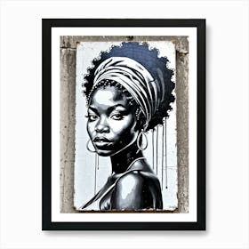 Vintage Graffiti Mural Of Beautiful Black Woman 122 Art Print