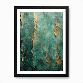 Gold And Green Abstract Painting Art Print