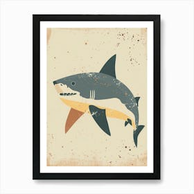 Cute Beige Tones Shark 4 Art Print