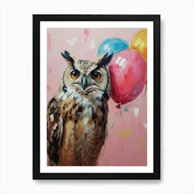 Cute Owl 2 With Balloon Affiche