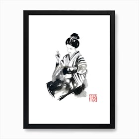 Sewing Geisha Art Print