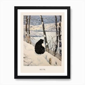 Vintage Winter Animal Painting Poster Skunk 1 Art Print