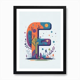 Colorful Letter F Illustration 67 Art Print