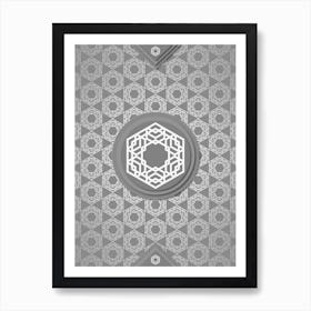 Geometric Glyph Abstract with Hex Array Pattern in Gray n.0180 Art Print