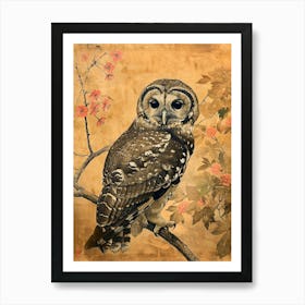 Spotted Owl Japanese Painting 3 Art Print