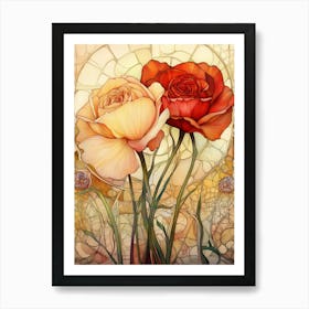 Art Nouveau Roses Art Print