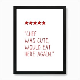 Food Review Red Print Art Print