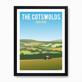 Cotswold Hills Tractor Art Print