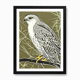 Eurasian Sparrowhawk Linocut Bird Art Print