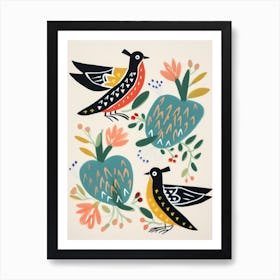 Folk Style Bird Painting Dunlin 2 Art Print
