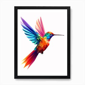 Colourful Geometric Bird Hummingbird 3 Art Print