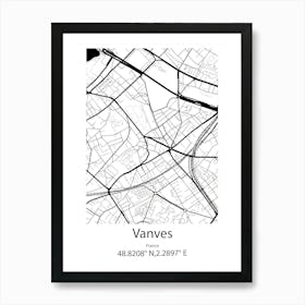 Vanves,France Minimalist Map Affiche