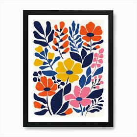 Bohemian Blooms Mid Century Modern Floral Art Print