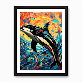 Orca Whale Abstract Geometric  Art Print