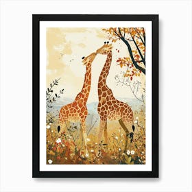 Modern Illustration Of Two Giraffes 4 Art Print