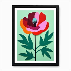 Cut Out Style Flower Art Poppy 2 Art Print