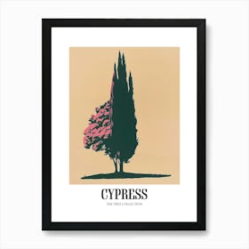 Cypress Tree Colourful Illustration 2 Poster Art Print