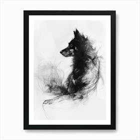 Minature Dog Charcoal Line 4 Art Print
