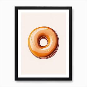 Caramel Glazed Donut Abstract Line Drawing 3 Art Print