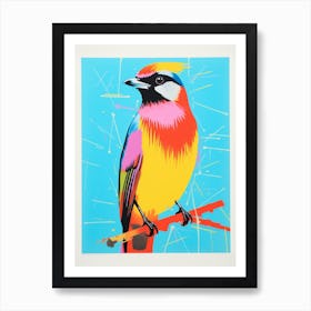 Andy Warhol Style Bird Cedar Waxwing 1 Art Print