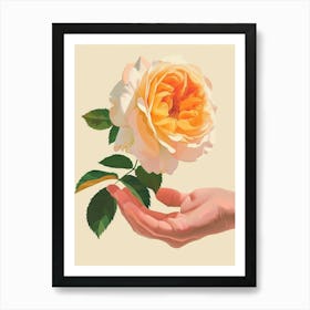 English Roses Painting Rose In A Hand 3 Art Print