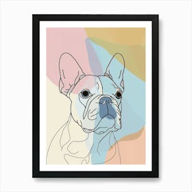 French Bulldog Pastel Watercolour Line Drawing 4 Art Print