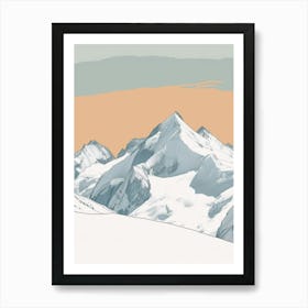 Grossglockner Austria Color Line Drawing (5) Art Print