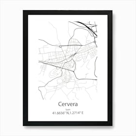 Cervera,Spain Minimalist Map Art Print