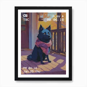 Dog Sitting On Porch Poster