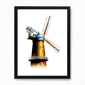 A Windmill Art Illustration In A Painting Style 03 Art Print