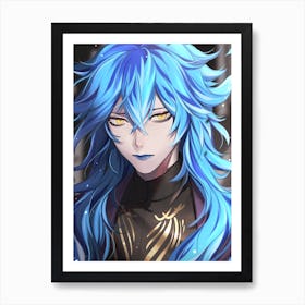 Anime Character With Blue Hair Art Print