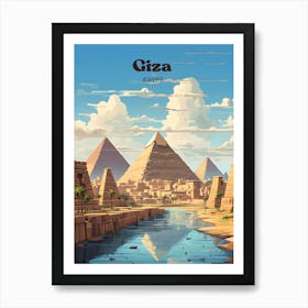 Giza Egypt Nile River Travel Art Art Print