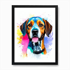 Bluetick Coonhound Rainbow Oil Painting Dog Art Print